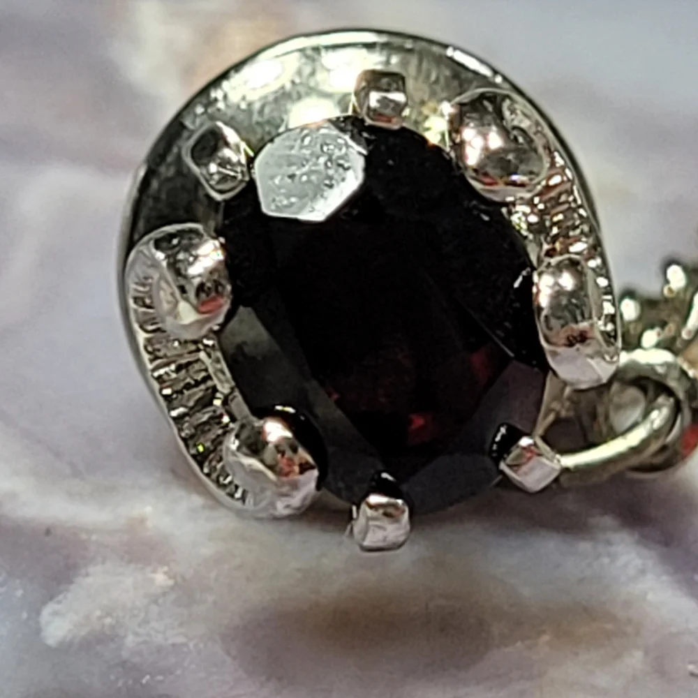 Elegant Silver and Dark red Tie Pin.